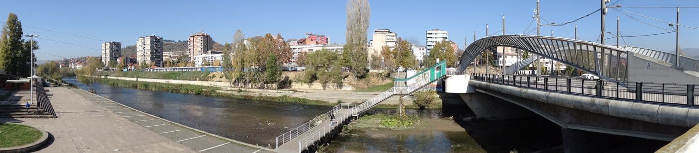 Panorama of Ibar River Bridge - Looking toward Serb Side of Town - Mitrovica - Kosovo
