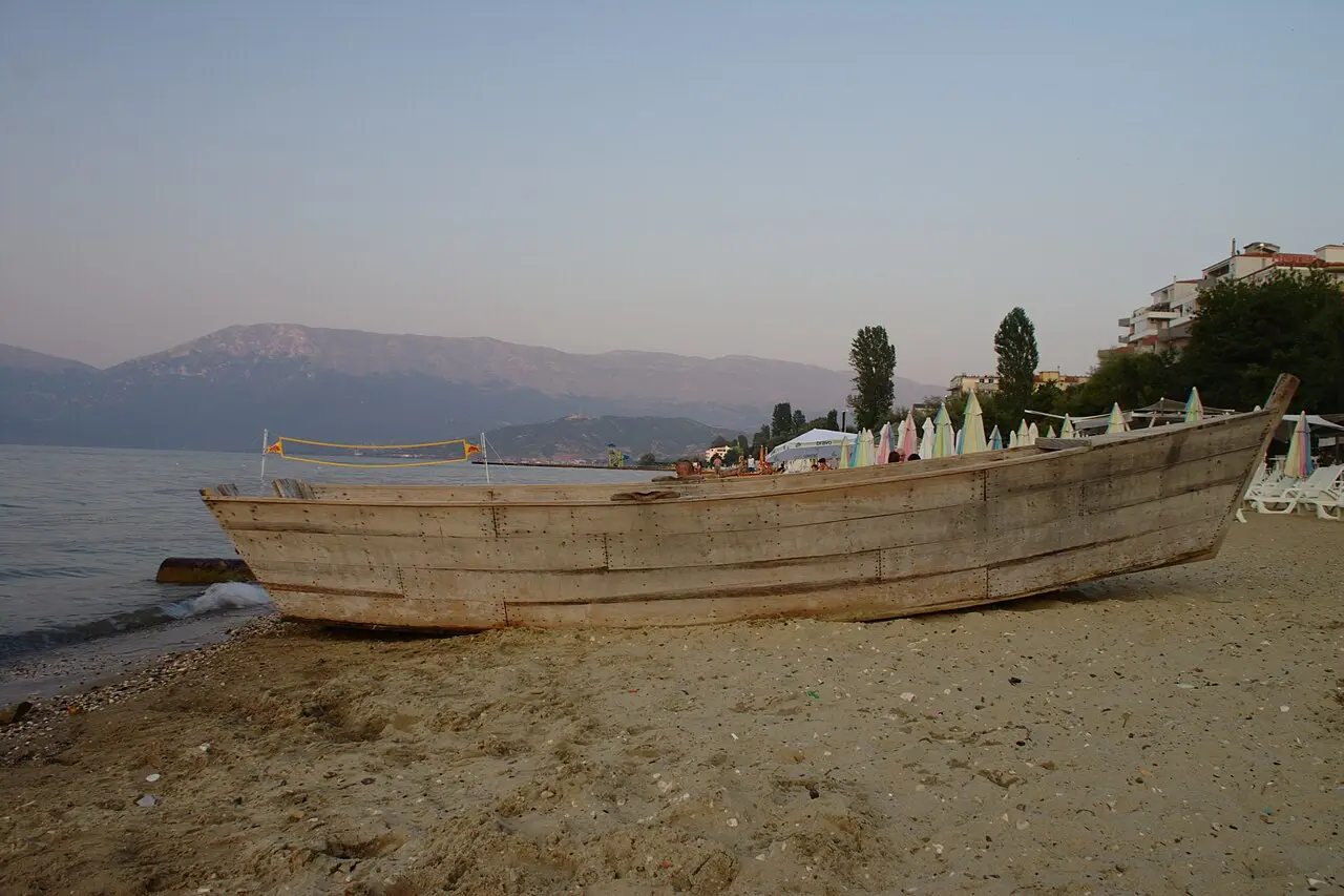 A beach in Pogradec, Albania