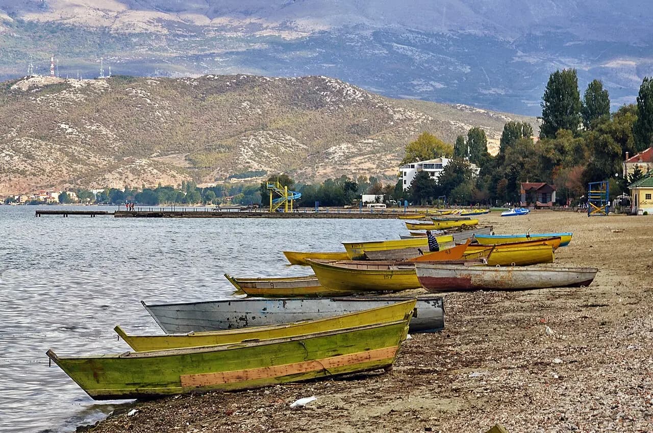 The beach in Pogradec, Albania