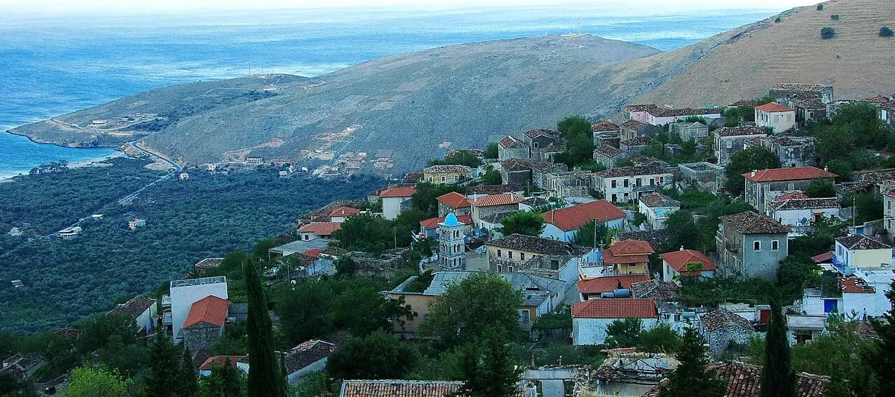 The old part of the village of Qeparo in southern Albania on the shores of the Ionian Sea.
