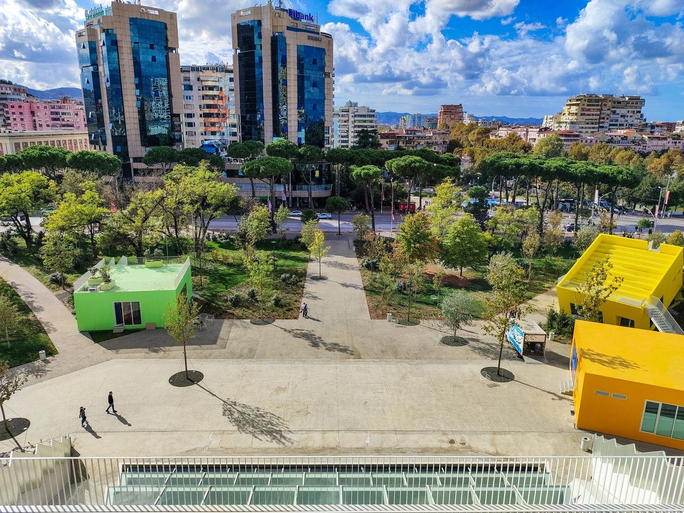 View from the top of the Pyramid of Tirana, top left you can see the twin towers.
