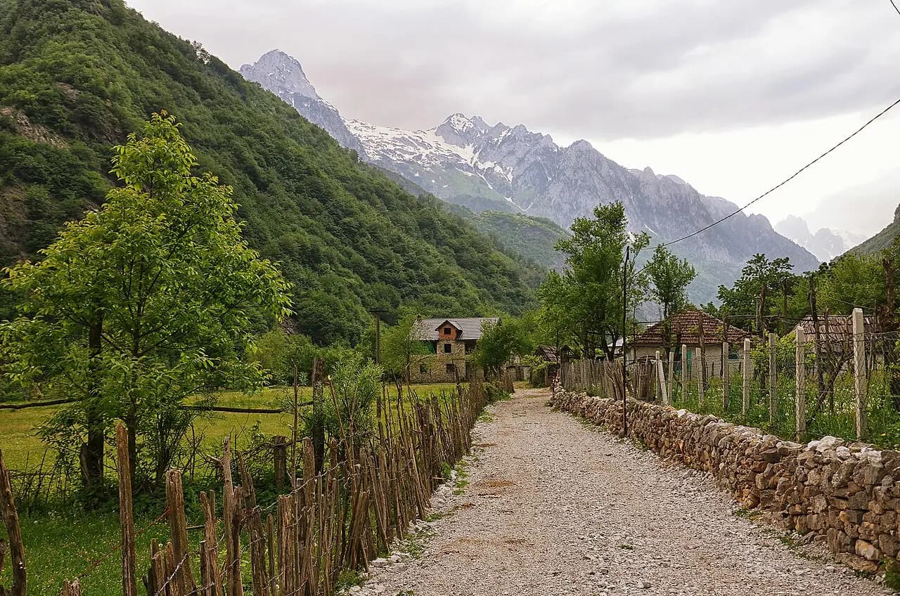 Street in Dragobi, Tropojë, Albania
