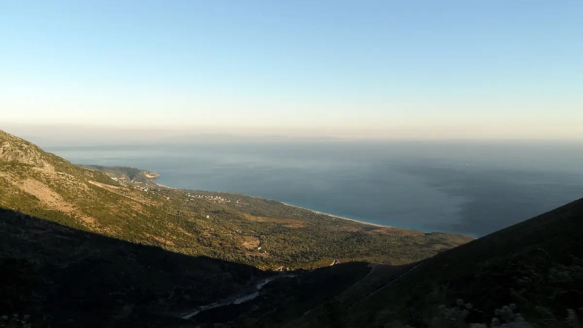 The SH8 coast road winding down from the Llogara pass towards the sea