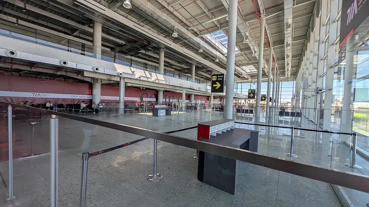 Inside the terminal at Tirana International Airport
