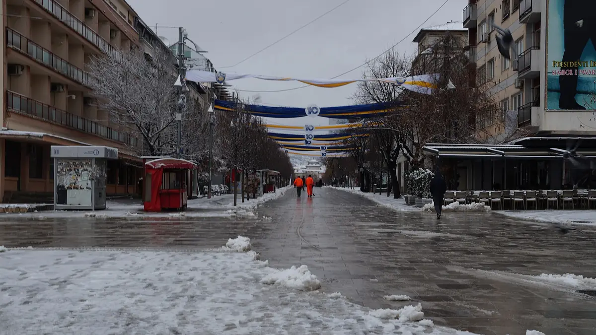Mother Teresa Boulevard in Prishtina after snow