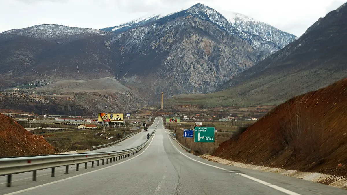 Rruga e Kombit near Kukës, the main road from Albania into Kosovo